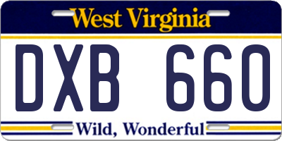 WV license plate DXB660