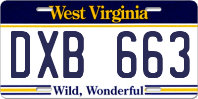 WV license plate DXB663