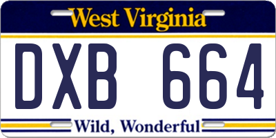 WV license plate DXB664