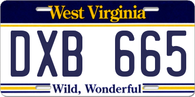 WV license plate DXB665