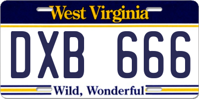 WV license plate DXB666