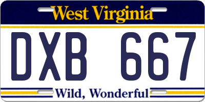 WV license plate DXB667