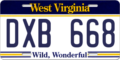 WV license plate DXB668