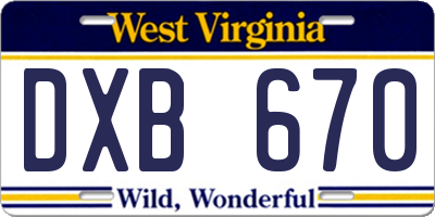 WV license plate DXB670