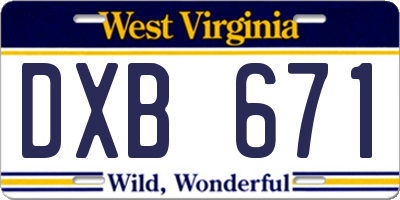 WV license plate DXB671