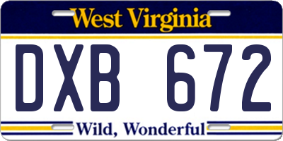 WV license plate DXB672