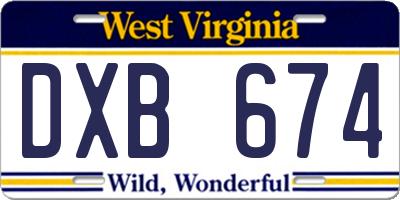 WV license plate DXB674