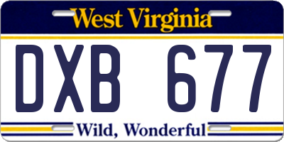 WV license plate DXB677