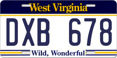 WV license plate DXB678