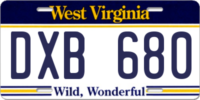 WV license plate DXB680