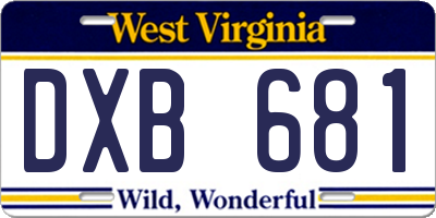 WV license plate DXB681