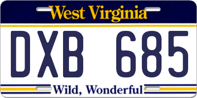 WV license plate DXB685