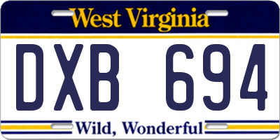 WV license plate DXB694