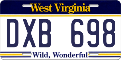 WV license plate DXB698