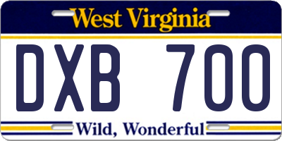 WV license plate DXB700