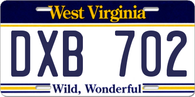 WV license plate DXB702