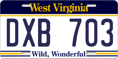 WV license plate DXB703