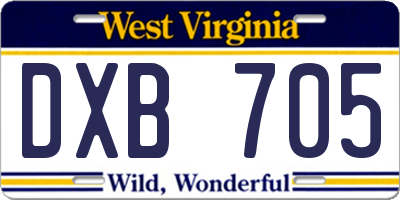 WV license plate DXB705