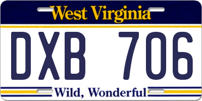 WV license plate DXB706
