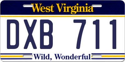 WV license plate DXB711