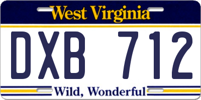 WV license plate DXB712