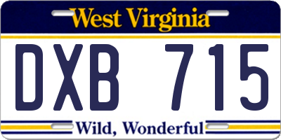 WV license plate DXB715