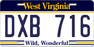 WV license plate DXB716