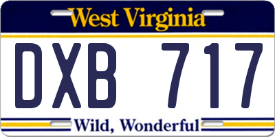 WV license plate DXB717