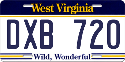 WV license plate DXB720