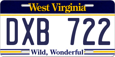 WV license plate DXB722