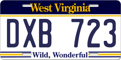 WV license plate DXB723