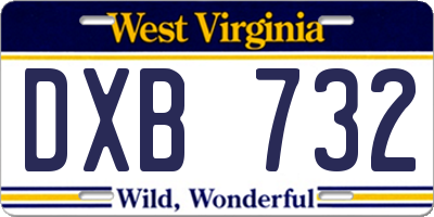 WV license plate DXB732