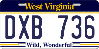 WV license plate DXB736