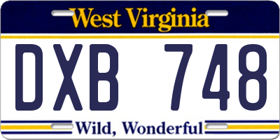 WV license plate DXB748