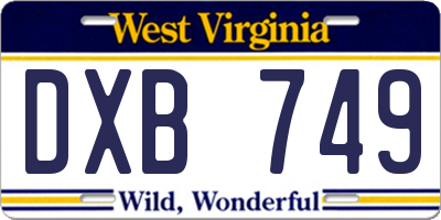 WV license plate DXB749