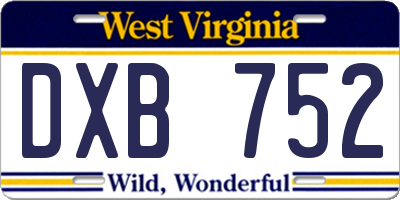 WV license plate DXB752
