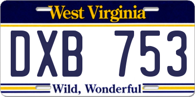 WV license plate DXB753