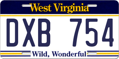 WV license plate DXB754