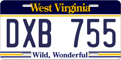 WV license plate DXB755