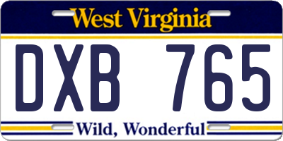 WV license plate DXB765