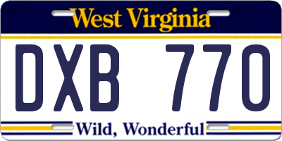 WV license plate DXB770