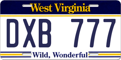 WV license plate DXB777