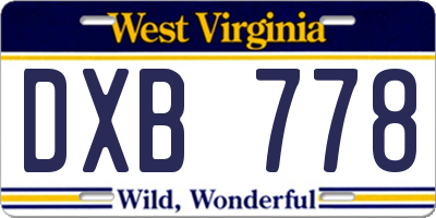 WV license plate DXB778