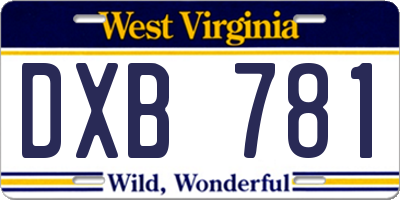 WV license plate DXB781
