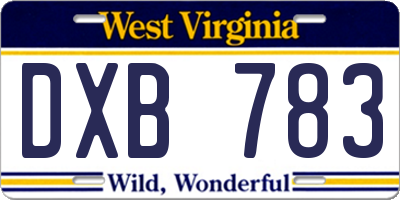 WV license plate DXB783
