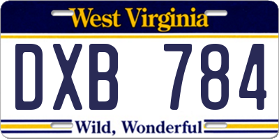 WV license plate DXB784