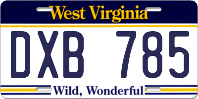 WV license plate DXB785
