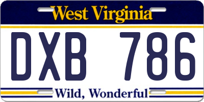 WV license plate DXB786