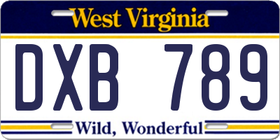 WV license plate DXB789