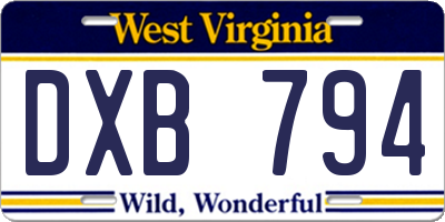 WV license plate DXB794